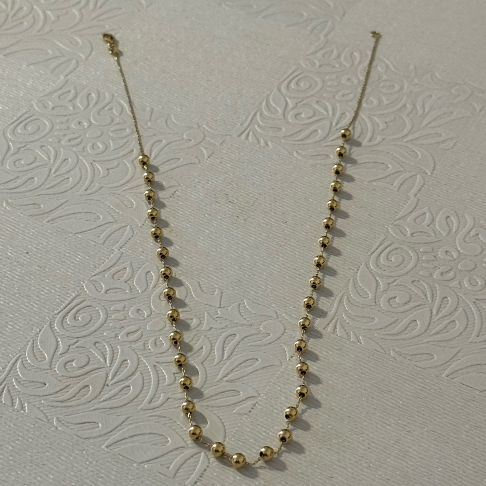 14karat Gold round beaded ball chain necklace